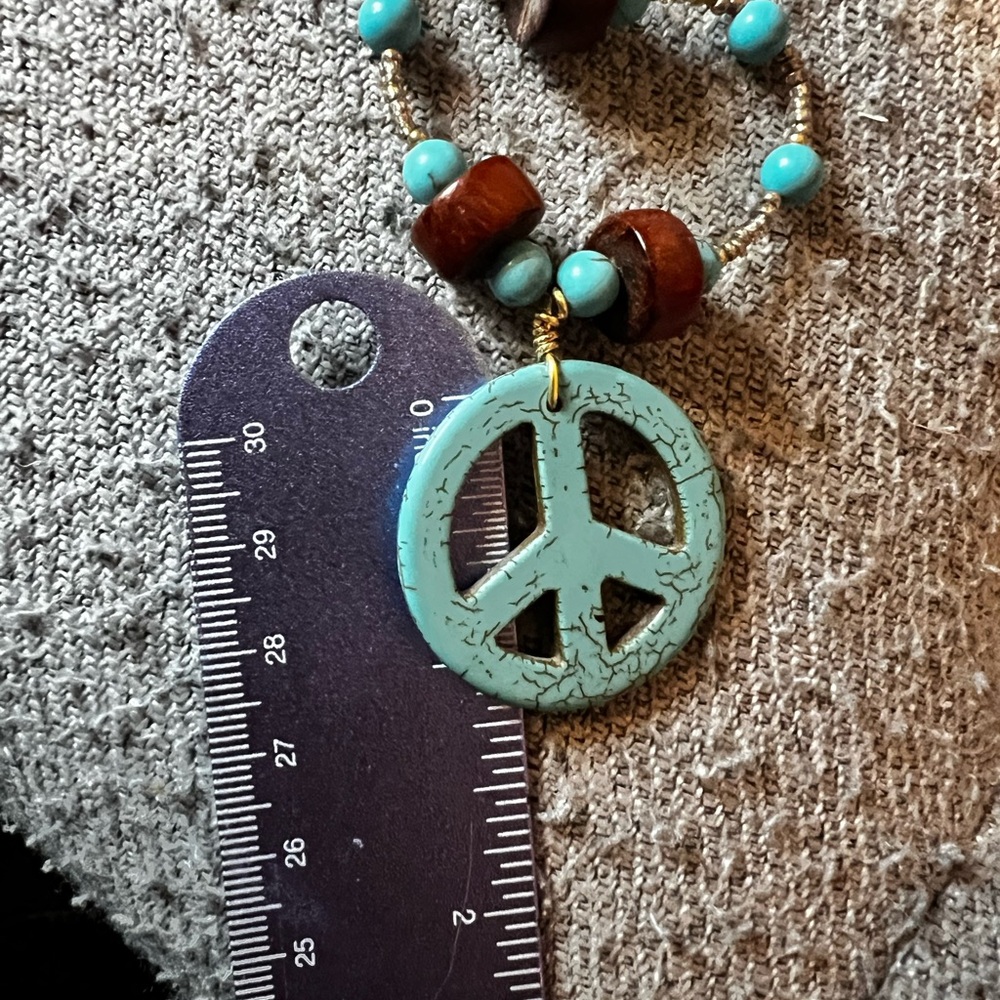 Turquoise Peace Pendant Necklace - Picture 3 of 3